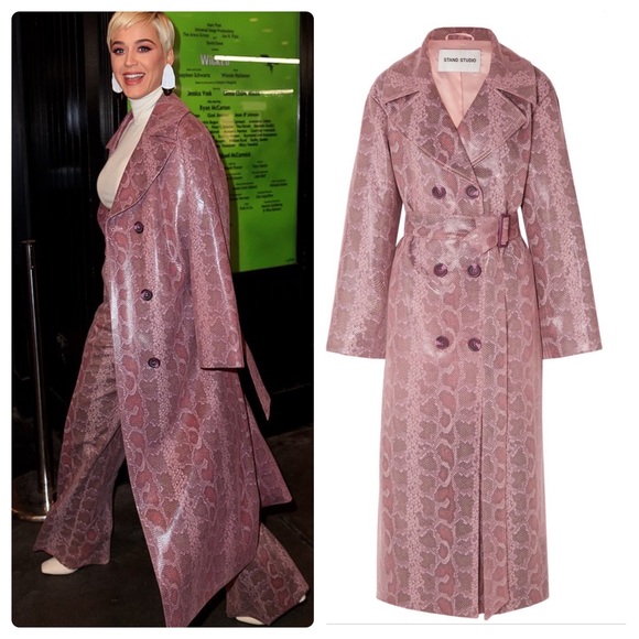 Stand Studio Jackets & Blazers - (SOLD)STAND STUDIO Faustine Long Coat Pink Faux Snake